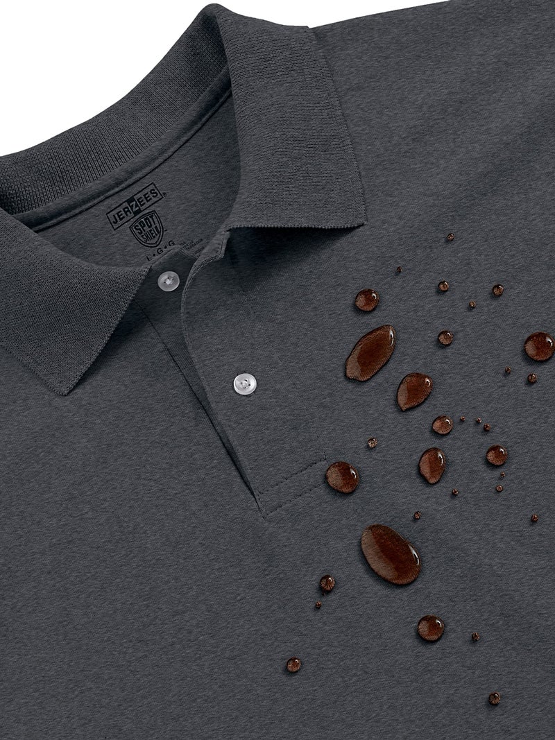 Jerzees Men's SpotShield Stain Resistant Polo Shirts (Short & Long, Long Sleeve-Black, XX-Large - Image 2